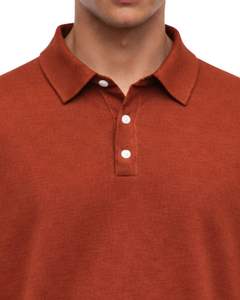 Sudadera Polo Personalizada Color Naranja Óxido para Hombre, Manga Larga, Cuello Tipo Polo, Mezcla de Algodón, Informal, Otoño Invierno, OEM, Venta al Por Mayor - Product Image 5