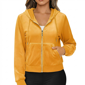 Produit le plus vendu, sweat-shirt en velours uni pour femmes, tissu doux et confortable, sweat-shirts en velours pour femmes en couleur unie - Product Image 1