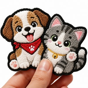 Écussons brodés en chenille personnalisés, motifs animaux mignons (ours, chat, chien, lapin, renard, panda, tigre, poussin) pour vêtements et vestes d'enfants - Product Image 4