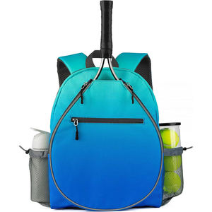 Vibrant Blue Gradient Tennis Racket <b>Backpack</b> with <b>Waterproof</b> Fabric and Large Side Mesh Pockets for Sports Gear - Product Image 2