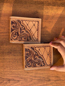 Cartera RFID de cuero de doble pliegue clásica, carteras pequeñas de alta calidad de grano superior personalizadas, cuero Real para hombres - Product Image 4