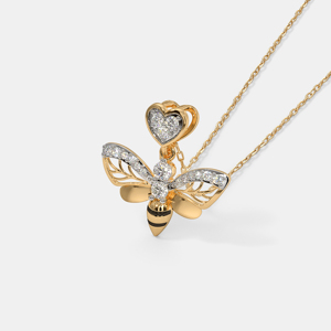 18K <b>Gold</b> Diamond Butterfly <b>Pendant</b> Necklace With Heart Cut Diamond Charm Women's Luxury Fine Jewelry - Product Image 3