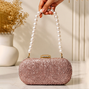 Rose Gold Glitter Luxury <b>Wedding</b> Embroidery <b>Clutch</b> for Women <b>Wedding</b> Celebration Use - Product Image 1