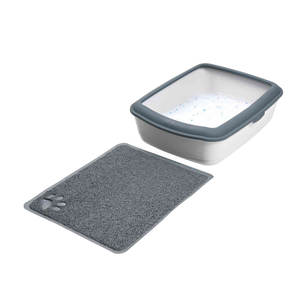 Tapis de litière pour chat en PVC anthracite 37 x 45 cm, accessoire pour bac à litière pour chat - Product Image 2