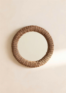 Espejo de Pared Redondo de Mimbre Tejido, Estilo Boho, Espejo Decorativo con Marco de Mimbre para Sala de Estar, Dormitorio, Baño, OEM, ODM - Product Image 2