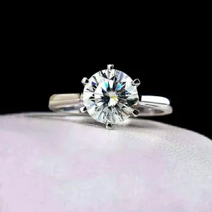 Elegant Moissanite Engagement <b>Ring</b> 925 Sterling <b>Silver</b> <b>Ring</b> Women Round Cut <b>Solitaire</b> Wedding <b>Ring</b> Minimalist Fine Jewelry - Product Image 2