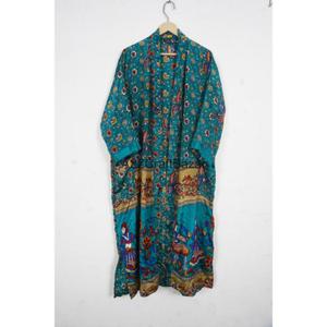 Robe de chambre en soie vintage de luxe pour femme, kimono japonais long, avec cordon de serrage et motif patchwork, été, hiver, printemps - Product Image 1