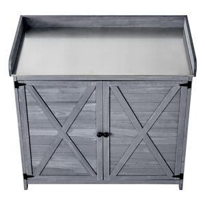 Tavolo da Giardinaggio per Esterni 39 X 19 con Piano in Legno e Armadietto per Hotel, Parchi e Giardini - Product Image 1