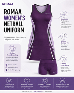 Vestido de Netball Personalizado en Morado Lila y Negro para Mujer, con Pantalones Cortos Interiores, Cuello en V, Uniforme de Equipo, Corte Atlético - Product Image 2