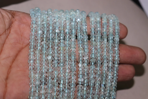 Natural Blue Aquamarine Faceted Rondelle Beads 4.5-5 mm 13 Inches Strand for Jewelry Making - Product Image 4