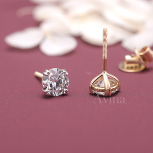 IGI Certified Lab Grown Diamond Round Cut Stud Earrings 14K Rose / Yellow / White Gold Solitaire Diamond Earrings - Product Image 4