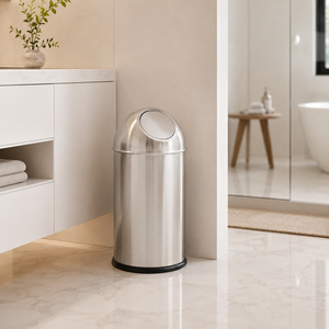 Cubo de Basura Redondo de Acero Inoxidable con Tapa Abatible, Cubo de Basura Moderno para Cocina, Oficina, Baño, Cuerpo Resistente a la Oxidación - Product Image 2