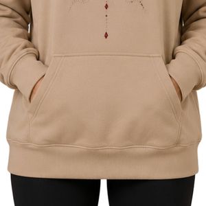 Sudadera con Capucha Extra Grande para Mujer, Personalizada, con Pedrería Beige en Forma de Mariposa, de Felpa de Algodón Premium, Informal, para Invierno - Product Image 6