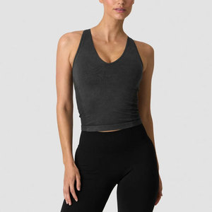 <b>Women</b> Cross Back Workout Seamless Fitted Yoga <b>Singlet</b> Deep V Neck Knitted Comfortable Quick Dry High Compression Tank Top - Product Image 1