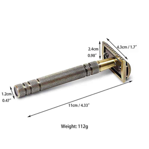 Custom Logo Vintage Brass Double Edge Shaving <b>Razor</b> Heavy Duty 6 Piece Closed Comb Manual Shaver Antique Metal Safety <b>Razor</b> - Product Image 3