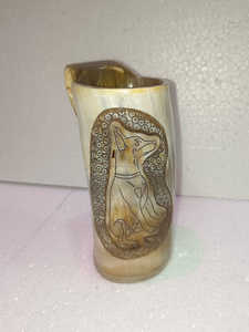 Handcrafted Customised Viking Carving Ceramic Drinking Horn <b>Mug</b> Highly Polished Natural Horn India for Business Gifts-Wine Beer - Product Image 2