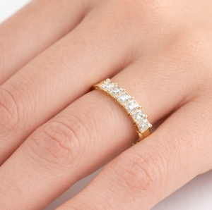 แหวนแต่งงานเพชรแล็บรับรองโดย IGI แหวนครึ่งวงกลมแบบเจ้าหญิง แหวนเพชรแล็บสำหรับวันครบรอบ แหวนทองคำแท้ 14K 18K - Product Image 5