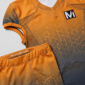 Ensemble d'uniformes de football américain sublimés sur mesure, tissu recyclé écologique, maillot et pantalon de football professionnels pour équipe - Product Image 4
