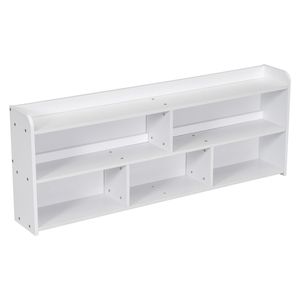 <b>White</b> Full Bed with Up-Holstered <b>Bookcase</b> Headboard Underbed Storage Drawers Bed End Storage Case - Product Image 1