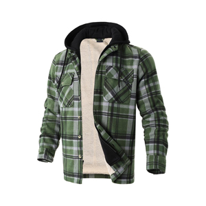 Camisa de franela a cuadros de manga larga informal vintage para hombre, sudadera con capucha de franela de manga larga para hombre - Product Image 1