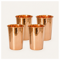 Ensemble de verres à eau en cuivre de haute qualité, faits à la main, vaisselle ayurvédique pour le bien-être quotidien, tasses en cuivre écologiques pour la maison