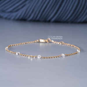 Pulsera de Lujo de Oro Amarillo de 14K con Moissanita de Corte Redondo para Mujer, 0.52ct, 5 Piedras, Regalo de Joyería para Aniversario - Product Image 4