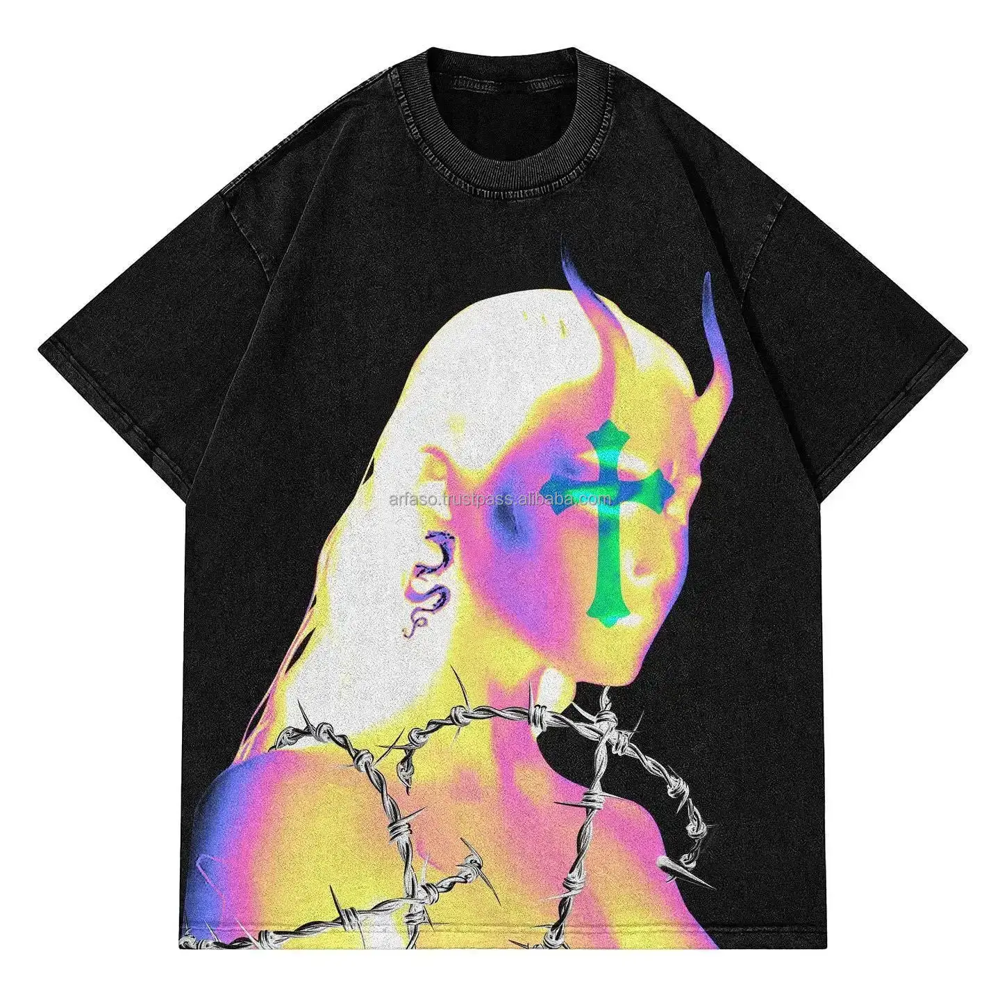 2024 New Sweatshirt goth Clothing Harajuku punk Printed oversized t shirt Extra Large Loose Tops Gothic Pop Couple Streetwear