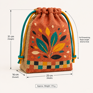 Custom Printed Jute Burlap <b>Drawstring</b> Gift Pouch Bag 25x31x16 cm Wedding Favor Jewelry Cosmetic Packaging Wholesale OEM Supplier - Product Image 2