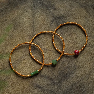 Bamboo Design Crystal and Rhinestone <b>Beaded</b> <b>Bracelet</b> Romantic Green Gemstone Jewelry - Product Image 2