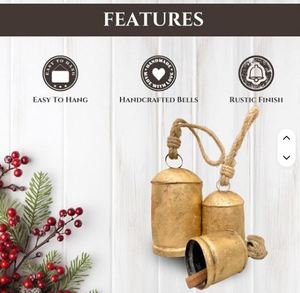 <b>Christmas</b> Bell Wall Hanging Ornament Living Room and Hallway <b>Decor</b> From India Supplier At Bulk Price Hanging Bell - Product Image 3