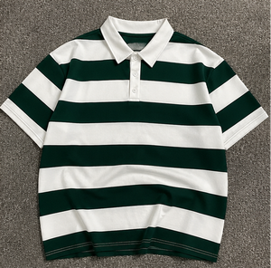เสื้อโปโลรักบี้ลายทางขนาดใหญ่พิเศษพรีเมียมสำหรับผู้ชาย เสื้อยืดลำลองสไตล์สตรีทแวร์เนื้อหนา - Product Image 4