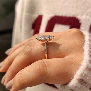 Bague de fiançailles solitaire en diamant de laboratoire taille marquise de qualité supérieure, or blanc 14 carats, bijoux tendance pour femmes, mariage et soirée - Product Image 3