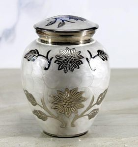 Urna Funeraria de Cerámica para Mascotas, Forma de Lágrima, Estilo Clásico con Diseño Floral, Duradera para Recuerdos de Mascotas - Product Image 4