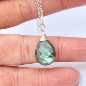 Labradorite Pendant Necklace Sterling Silver Flashy Gemstone Wire Wrapped Handmade Jewelry <b>Gift</b> <b>For</b> <b>Her</b> - Product Image 6