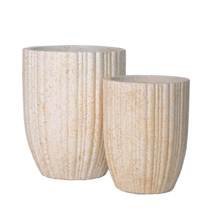 Hieta Modern Outdoor Indoor Garden Decorative Flower <b>Pot</b> Cream Ribbed Tall Vase Wide Rim <b>Small</b> Planter for Indoor Outdoor Use - Product Image 6