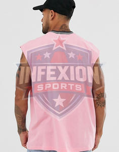 <b>Men's</b> <b>Pink</b> Sleeveless Crew Neck Tank Top Solid Color Casual Knitted 100% Cotton Fit - Product Image 3
