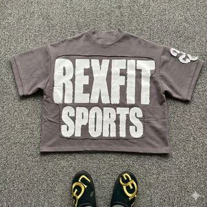 T-shirt surdimensionné personnalisé pour homme Rexfit Sports Private Label, style vintage, effet usé, impression en mousse, streetwear - Product Image 1