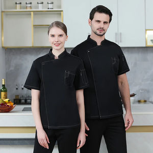 Camiseta de Chef para Trabajadores, Transpirable, 65% Poliéster, 35% Mezcla de Algodón, Camisa Tejida Blanca y Negra para Trabajadores - Product Image 3