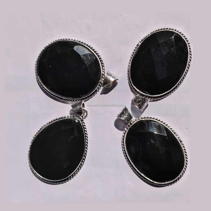 Top Trending Natural Black Onyx Gemstone Faceted Pendant High Grade Real Crystal Agate for Jewelry Necklace Best Wholesale