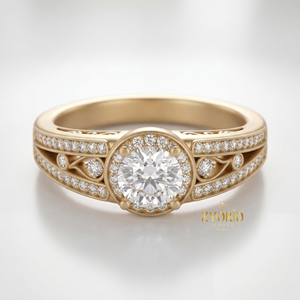 Anillo de Lujo Plateado en Plata con Filigrana Vintage, Zirconia y Halo, Diseño de Tallo Dividido y Pavé, para Compromiso, Boda, Fiesta, Regalo para Mujer - Product Image 6