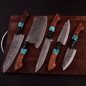 Custom Handmade High Quality 5 PCS Professional Kitchen <b>Knife</b> <b>Set</b> With Damascus Steel Blade and Custom Handle Kitchen <b>Knife</b> <b>Set</b> - Product Image 4