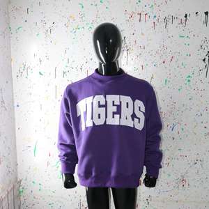 Sweat-shirt à col montant TIGERS PURPLE 100% BLANC avec broderie appliquée, col large, CLUSH SPORTS - Product Image 5