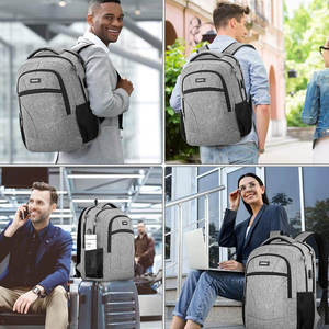 Unisex Gray Polyester <b>Backpack</b> with Adjustable Shoulder Straps and Zipper Closure for Casual Use - Product Image 5