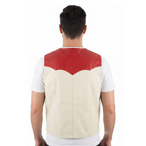 Men's Genuine Cowhide Leather Waistcoat Men Leather Vest With Button Up <b>Boys</b> V-Neck Office Wear Leather Waistcoat - Product Image 2