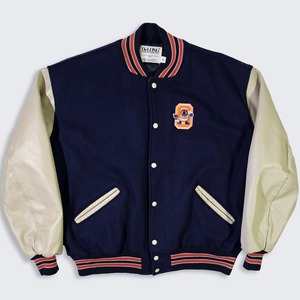 เสื้อแจ็คเก็ตวาร์ซิตี้ขนสัตว์ DeLong ย้อนยุคยุค 90 ของ Syracuse Orange Men - แบบเย็บติด - Product Image 1