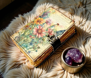 Vintage Floral Handmade Journal <b>with</b> Deckle Edge Paper | Botanical <b>Lock</b> Diary Personalized Artisan <b>Notebook</b> Gift - Product Image 2