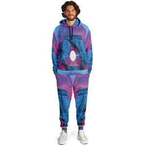 Men's Sublimation Printed Hooded Heavyweight Streetwear <b>Tracksuit</b> Breathable Quick-Dry Lightweight Elastic Waist Side Pockets - Product Image 1