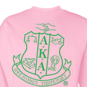 Sudadera con Cuello Redondo Estampada con el Escudo de la Famosa Organización AKA, Sudadera de Felpa Premium, Ropa de la Hermandad Griega, Sudadera Personalizada AKA Rosa Claro - Product Image 6