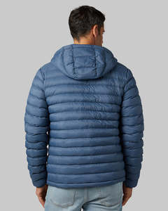 Veste matelassée à capuche pour homme, bleue, hiver, décontractée, coupe-vent, rembourrage en polyester, fermeture éclair, coupe régulière - Product Image 2