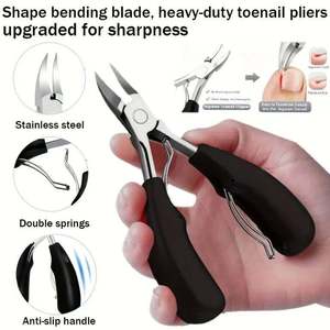 Kit de 4 coupe-ongles robustes pour personnes âgées aux ongles épais, grand coupe-ongles noir avec lime à callosités - Product Image 1
